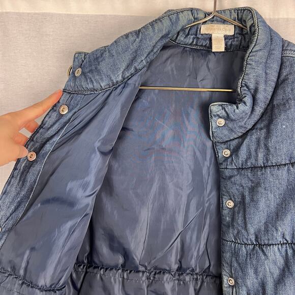 Charter Club Vest Denim Chambray Puffer Utility Western Country Fall Equestrian - Picture 3 of 5